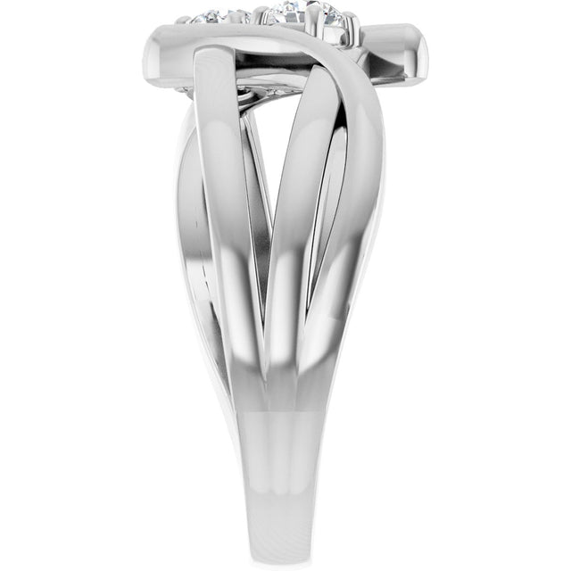 14K Gold Round Natural Diamond Two-Stone Ring - White Gold - view 9