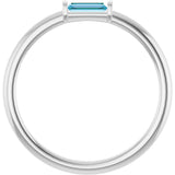 14K Gold Natural Sky Blue Topaz Birthstone Stackable Ring – 4x2 mm Straight Baguette - White Gold - view 12