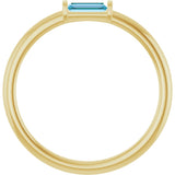 14K Gold Natural Swiss Blue Topaz Birthstone Stackable Ring – 4x2 mm Straight Baguette - Yellow Gold - view 12