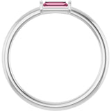 Platinum Natural Pink Tourmaline Birthstone Stackable Ring – 4x2 mm Straight Baguette - view 12
