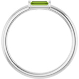 14K Gold Natural Peridot Birthstone Stackable Ring – 4x2 mm Straight Baguette - White Gold - view 12