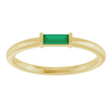 14K Gold Lab-Grown Emerald Birthstone Stackable Ring – 4x2 mm Straight Baguette - Yellow Gold - view 13