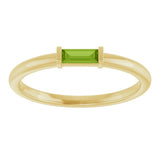 14K Gold Natural Peridot Birthstone Stackable Ring – 4x2 mm Straight Baguette - Yellow Gold - view 13
