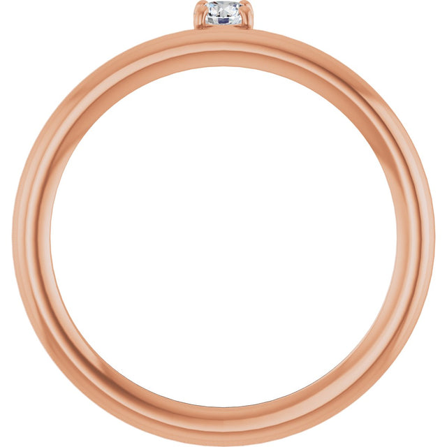 14K Gold Round Natural White Sapphire Asymmetric Stackable Ring - Rose Gold - view 8