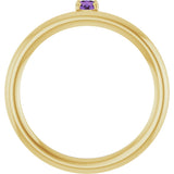 14K Gold Round Natural Amethyst Asymmetric Stackable Ring - Yellow Gold - view 7