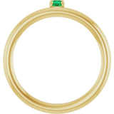 14K Gold Round Lab-Grown Emerald Asymmetric Stackable Ring - Yellow Gold - view 7