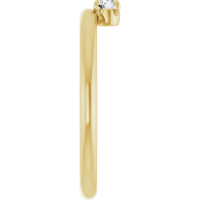 14K Gold Round Natural White Sapphire Asymmetric Stackable Ring - Yellow Gold - view 9