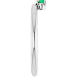 14K Gold Round Natural Emerald Asymmetric Stackable Ring - White Gold - view 9