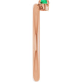 14K Gold Round Natural Emerald Asymmetric Stackable Ring - Rose Gold - view 11