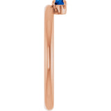 14K Gold Round Natural Blue Sapphire Asymmetric Stackable Ring - Rose Gold - view 11