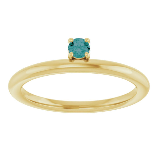 14K Gold Round Lab-Grown Alexandrite Asymmetric Stackable Ring - Yellow Gold - view 10