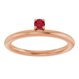 14K Gold Round Lab-Grown Ruby Asymmetric Stackable Ring - Rose Gold - view 9