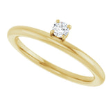 14K Gold Round Natural White Sapphire Asymmetric Stackable Ring - Yellow Gold - view 10