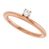14K Gold Round Natural White Sapphire Asymmetric Stackable Ring - Rose Gold - view 12