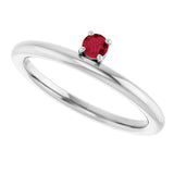14K Gold Round Lab-Grown Ruby Asymmetric Stackable Ring - White Gold - view 10