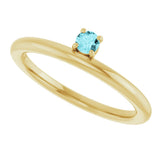 14K Gold Round Natural Blue Zircon Asymmetric Stackable Ring - Yellow Gold - view 10