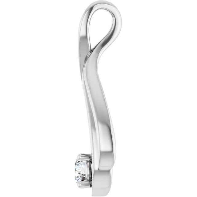 14K Gold Round Natural Diamond Solitaire Pendant - view 6