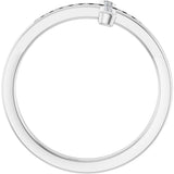 14K Gold Round Natural Diamond Sideways Cross Ring – 1.6mm Stones - White Gold - view 7