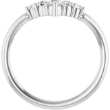 14K Gold Round Lab-Grown Diamond Accented Graduated V Ring - White Gold - view 7