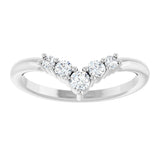 14K Gold Round Natural Diamond Accented Graduated V Ring - White Gold - view 8