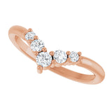 14K Gold Round Lab-Grown Diamond Accented Graduated V Ring - Rose Gold - view 10
