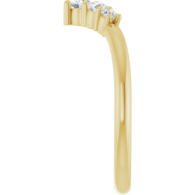 14K Gold Round Natural Diamond Accented Graduated V Ring - Yellow Gold - view 9