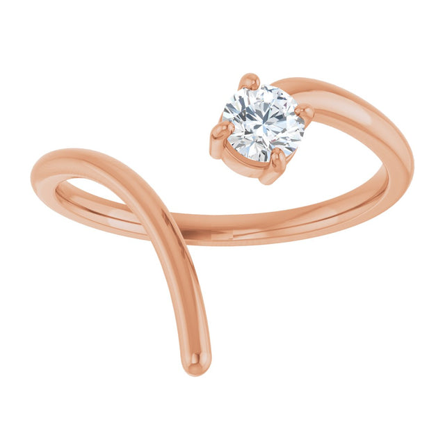14K Gold Pear Lab-Grown Diamond Negative Space Ring - Rose Gold - view 8