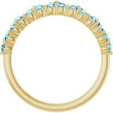 14K Gold Round Natural Aquamarine Accented Crown Ring - Yellow Gold - view 7