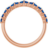 14K Gold Round Lab-Grown Blue Sapphire Accented Crown Ring - Rose Gold - view 7