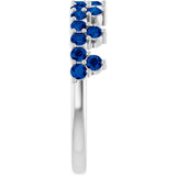 Platinum Round Lab-Grown Blue Sapphire Accented Crown Ring - view 9