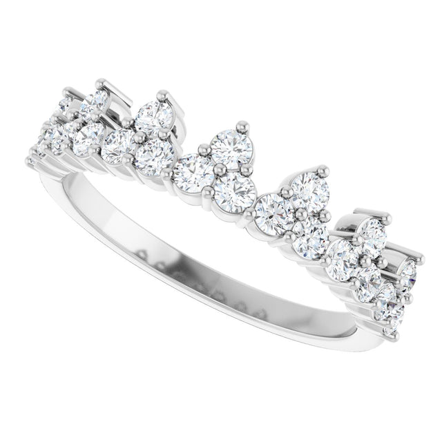 14K Gold Round Lab-Grown Diamond Accented Crown Ring - White Gold - view 10