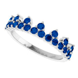 14K Gold Round Natural Blue Sapphire Accented Crown Ring - White Gold - view 10
