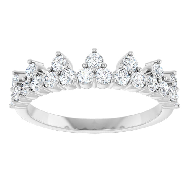14K Gold Round Lab-Grown Diamond Accented Crown Ring - White Gold - view 8