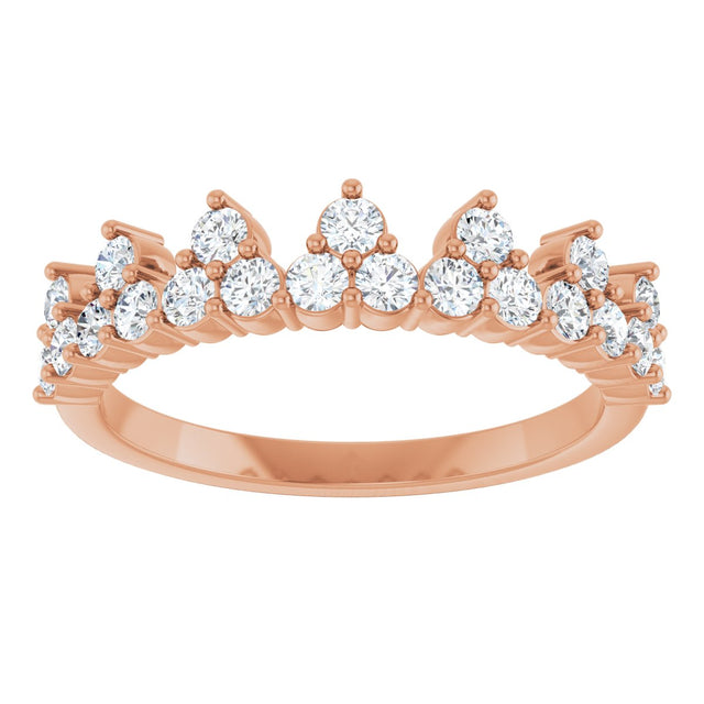 14K Gold Round Lab-Grown Diamond Accented Crown Ring - Rose Gold - view 8