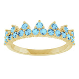 14K Gold Round Natural Aquamarine Accented Crown Ring - Yellow Gold - view 8