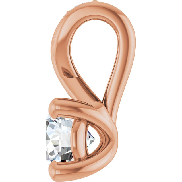 14K Gold Round Lab-Grown Diamond Accented Pendant - Rose Gold - view 6