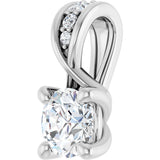 14K Gold Round Lab-Grown Diamond Accented Pendant - White Gold - view 5