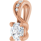14K Gold Round Lab-Grown Diamond Accented Pendant - Rose Gold - view 5