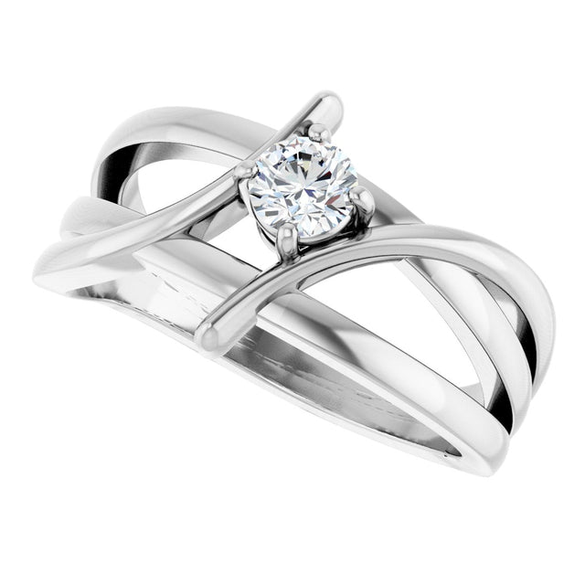 14K Gold Round Lab-Grown Diamond Bypass Ring - White Gold - view 10