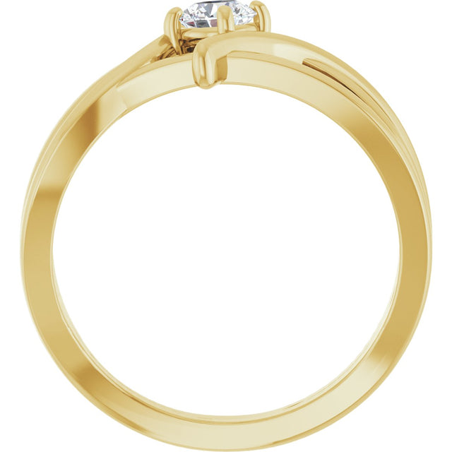 14K Gold Round Lab-Grown Diamond Bypass Ring - Yellow Gold - view 7