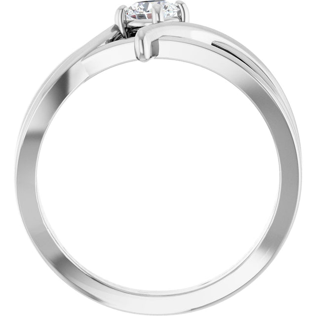 14K Gold Round Natural Diamond Bypass Ring – 3.2-5.2mm Stones - White Gold - view 7