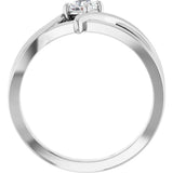14K Gold Round Lab-Grown Diamond Bypass Ring - White Gold - view 7