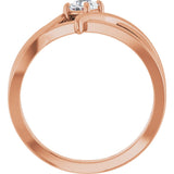14K Gold Round Natural Diamond Bypass Ring – 3.2-5.2mm Stones - Rose Gold - view 7