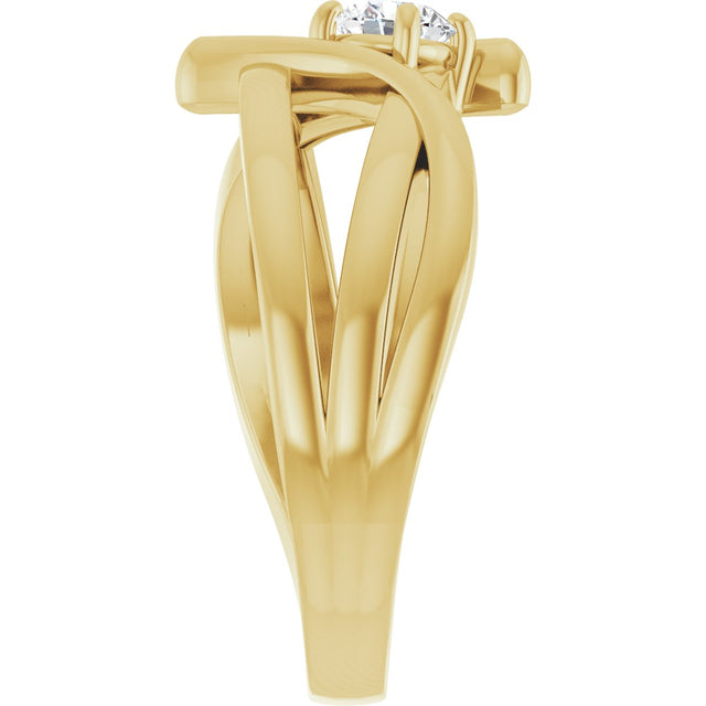 14K Gold Round Lab-Grown Diamond Bypass Ring - Yellow Gold - view 9
