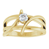 14K Gold Round Natural Diamond Bypass Ring – 3.2-5.2mm Stones - Yellow Gold - view 8