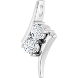 Platinum Round Natural Diamond Two-Stone Freeform Pendant - view 5