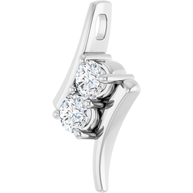 14K Gold Round Natural Diamond Two-Stone Freeform Pendant - view 5