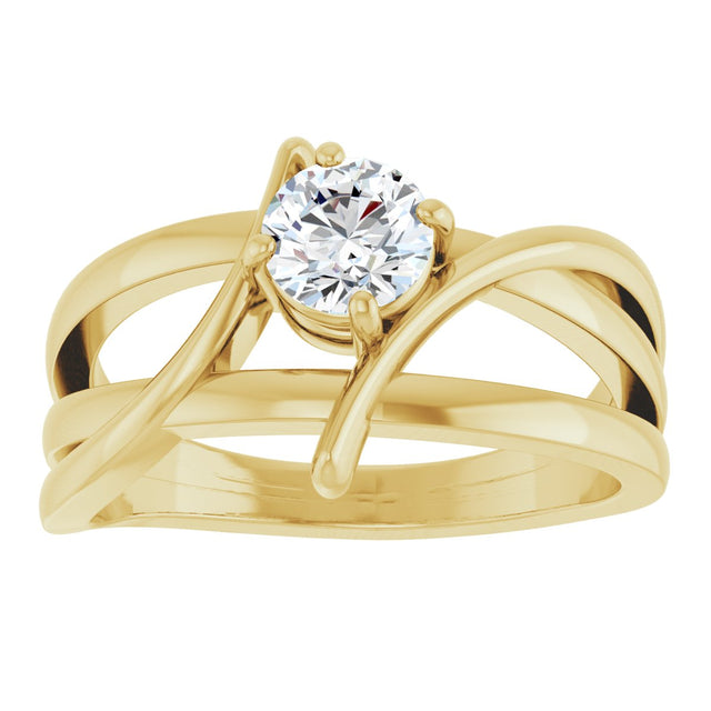 14K Gold Round Lab-Grown Diamond Bypass Ring - Yellow Gold - view 8