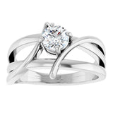 14K Gold Round Natural Diamond Bypass Ring – 3.2-5.2mm Stones - White Gold - view 8