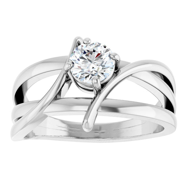 14K Gold Round Natural Diamond Bypass Ring – 3.2-5.2mm Stones - White Gold - view 8
